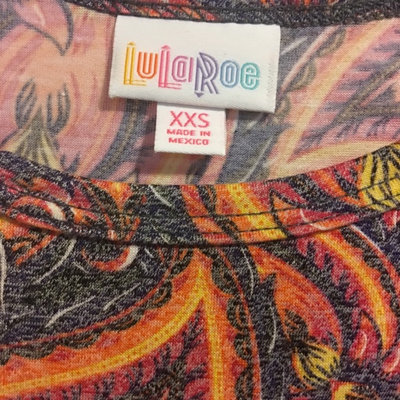 LulaRoe XXS Carly. EUC. Black, orange, dark pink. - Picture 2 of 6